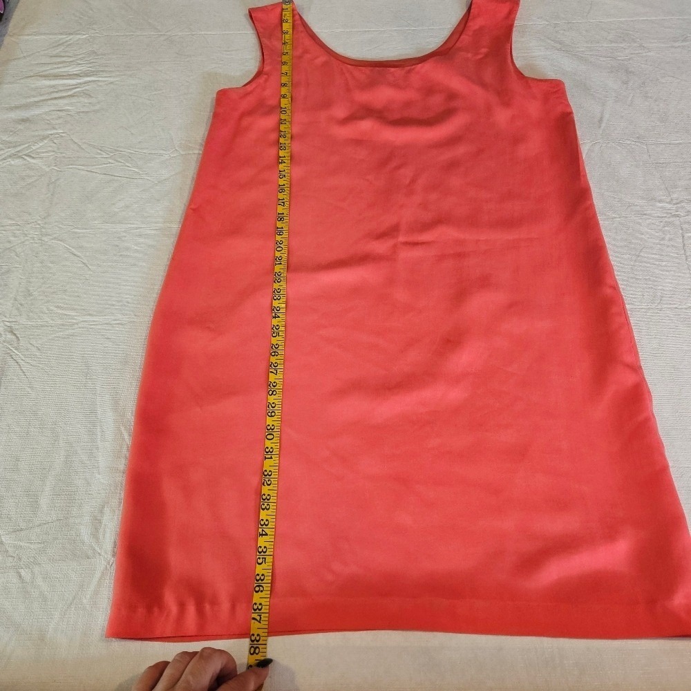 Knight Ltd Vintage‎ 100% Silk Shift Dress Coral Pink Sleeveless Scoop Neck Sz 14 - Picture 5 of 11